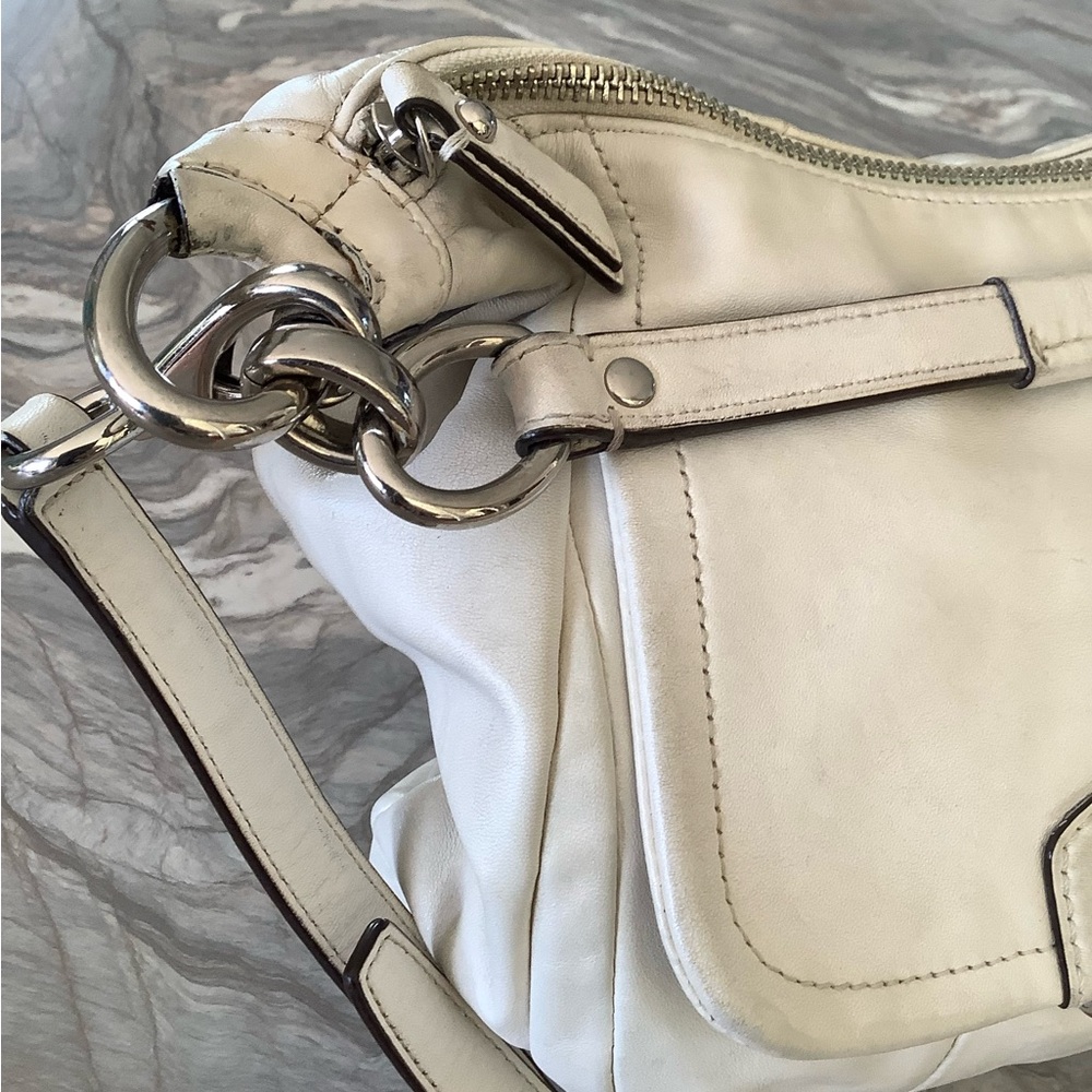 Coach Kristin White Leather Convertible Satchel Crossbody Bag With Hang Tags - Picture 10 of 13